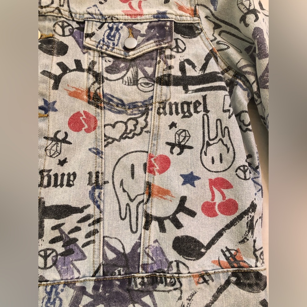 GRAFFITI GRAPHIC DENIM JACKET SIZE: 1X - Picture 6 of 7